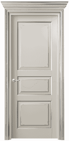 Дверь межкомнатная 6231 БОСС. Цвет Бук облачный серый серебро. Материал  Массив бука эмаль с патиной. Коллекция Royal. Картинка.