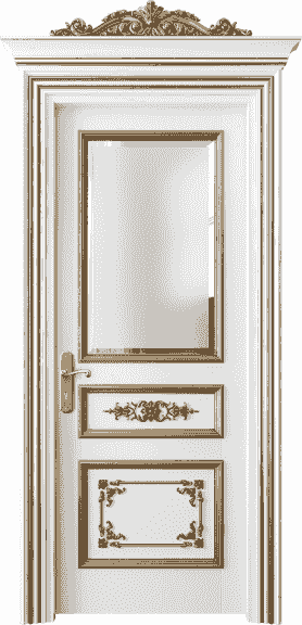 Дверь межкомнатная 6502 ББЛЗА САТ Ф. Цвет Бук белоснежный золотой антик. Материал Гладкая Эмаль с Эффектами (Золото). Коллекция Imperial. Картинка.
