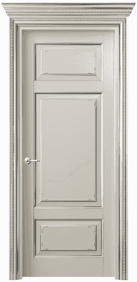 Дверь межкомнатная 6221 БОСС. Цвет Бук облачный серый с серебром. Материал  Массив бука эмаль с патиной. Коллекция Royal. Картинка.