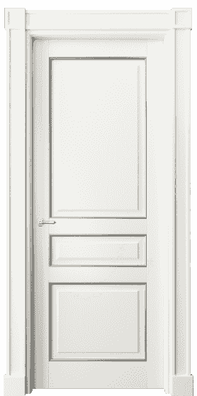 Дверь межкомнатная 6305 БЖМС. Цвет Бук жемчуг с серебром. Материал  Массив бука эмаль с патиной. Коллекция Toscana Plano. Картинка.