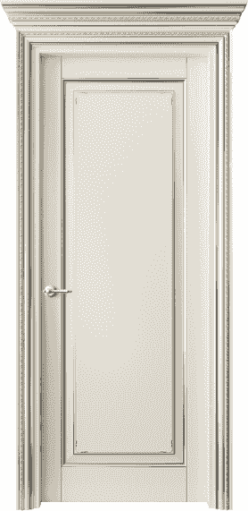 Дверь межкомнатная 6201 БМБС . Цвет Бук молочно-белый с серебром. Материал  Массив бука эмаль с патиной. Коллекция Royal. Картинка.