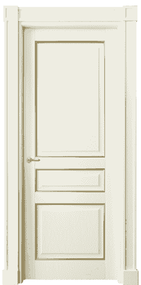 Дверь межкомнатная 6305 БМБП. Цвет Бук молочно-белый с позолотой. Материал  Массив бука эмаль с патиной. Коллекция Toscana Plano. Картинка.