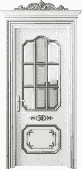 Дверь межкомнатная 6612 ББЛСА САТ Ф. Цвет Бук белоснежный серебряный антик. Материал Массив бука эмаль с патиной серебро античное. Коллекция Imperial. Картинка.