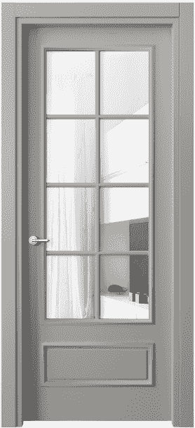 Дверь межкомнатная 8112 МНСР Прозрачное стекло. Цвет Матовый нейтральный серый. Материал Гладкая эмаль. Коллекция Paris. Картинка.