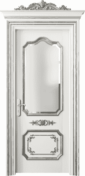 Дверь межкомнатная 6602 БЖМСА САТ Ф. Цвет Бук жемчужный серебряный антик. Материал Массив бука эмаль с патиной серебро античное. Коллекция Imperial. Картинка.