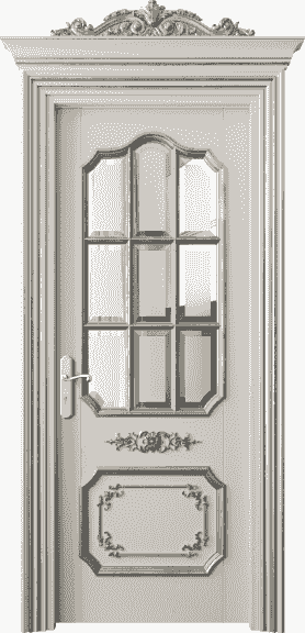 Дверь межкомнатная 6612 БОССА САТ-Ф. Цвет Бук облачный серый серебряный антик. Материал Массив бука эмаль с патиной серебро античное. Коллекция Imperial. Картинка.