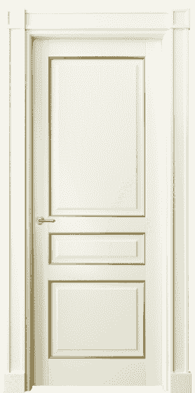 Дверь межкомнатная 6305 БМБП. Цвет Бук молочно-белый позолота. Материал  Массив бука эмаль с патиной. Коллекция Toscana Plano. Картинка.