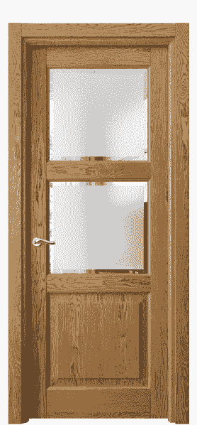 Дверь межкомнатная 0732 ДМД.Б Сатинированное стекло с фацетом. Цвет Дуб медовый брашированный. Материал Массив дуба брашированный. Коллекция Lignum. Картинка.