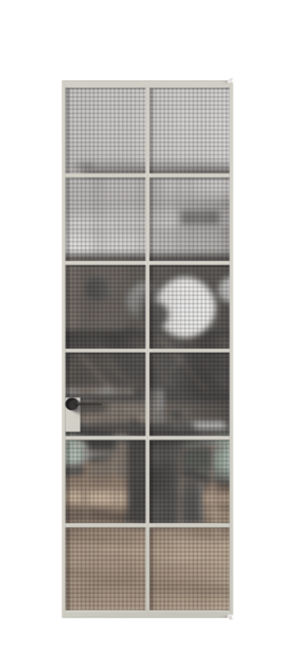 Алюминиевая дверь АЛПЛ040.05 Алюминий тёплый серый Декоративное стекло с сеткой "Mesh silver", триплекс Цена 134930  | Volhovec