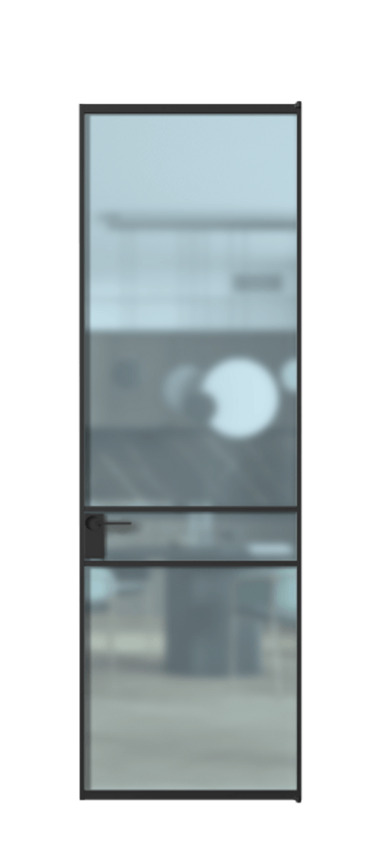 Алюминиевая дверь АЛПЛ040.02 Алюминий Черный Сатинированное голубое стекло, триплекс Цена 24386390  | Volhovec