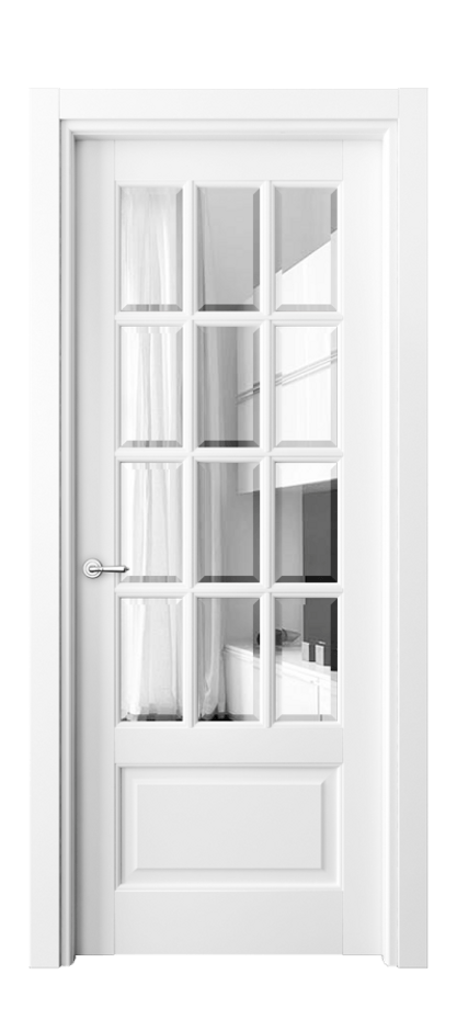 Межкомнатная дверь Тоскана Грильято 6313 Матовый белоснежный Прозрачное стекло с фацетом Цена 119199 ₽ | Volhovec