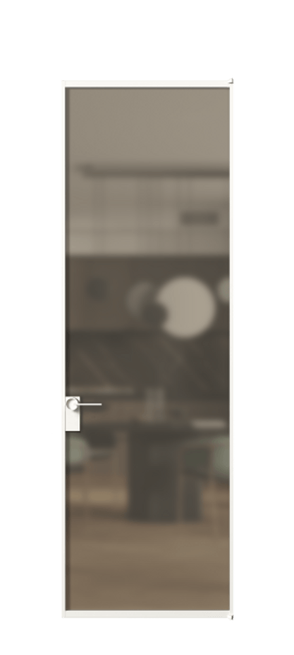 Алюминиевая дверь АЛПЛ040.01 Алюминий Белый Сатинированное бронзовое стекло, триплекс Цена 133270  | Volhovec