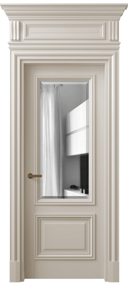 Межкомнатная дверь Антик 7302 Матовый светло-бежевый Двустороннее зеркало с фацетом, триплекс Цена 167309 ₽ | Volhovec