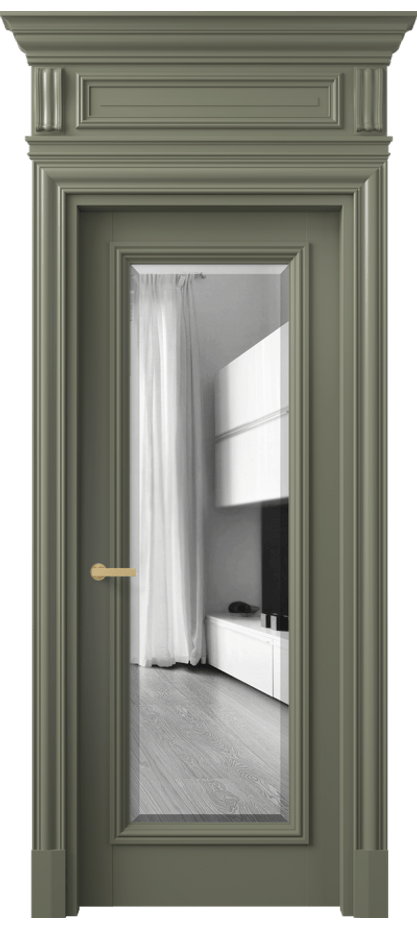 Дверь межкомнатная Antique 7300 Бук оливковый тёмный Двустороннее зеркало с фацетом, триплекс,  8 мм КЭП + Объёмный фриз + Карниз БОТ Цена 160229 ₽ Наличники уже входят в базовый комплект. Фабрика дверей Волховец 8 (800) 551 43 19 Межкомнатная дверь Antique 7300 Бук оливковый тёмный Двустороннее зеркало с фацетом, триплекс,  8 мм Цена 160229 ₽ | Volhovec