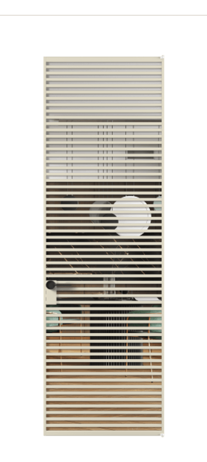 Алюминиевая дверь АЛПЛ040.07 Алюминий бежево-серый Прозрачное стекло "Crystal Vision", калёное, 6 мм Цена 183052  | Volhovec