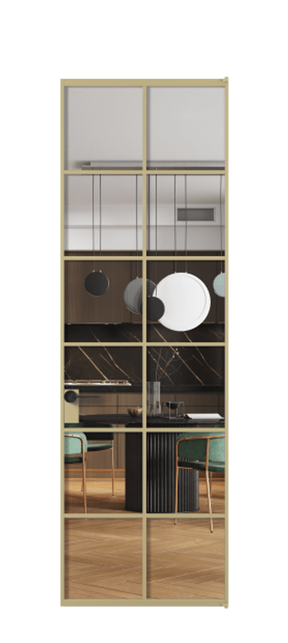 Алюминиевая дверь АЛПЛ040.05 Золотой Прозрачное стекло "Кристал Вижн", калёное Цена 179770  | Volhovec