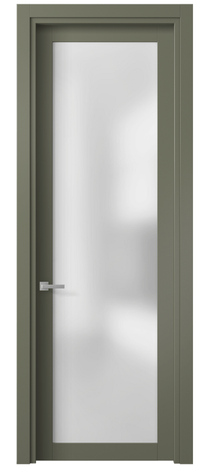 Межкомнатная дверь Планум 2102 Матовый оливковый тёмный Сатинированное стекло Цена 2190 AZE | Volhovec