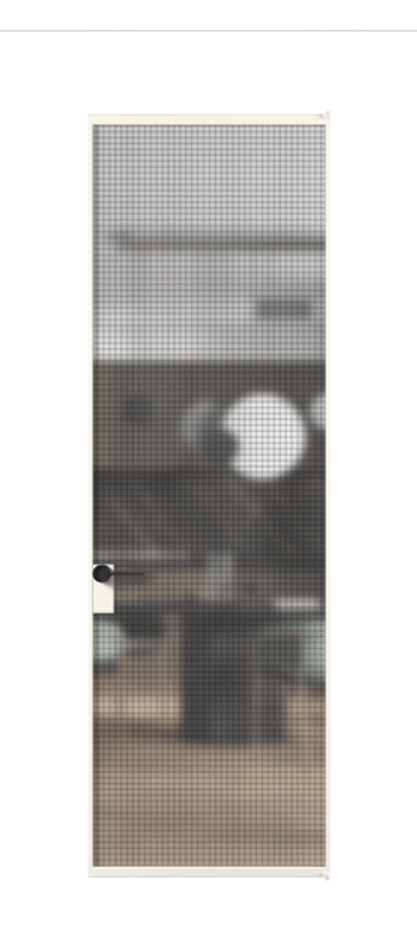 Алюминиевая дверь АЛПЛ040.01 Алюминий пудровый белый Декоративное стекло с сеткой "Mesh silver", триплекс, 6 мм Цена 112892  | Volhovec