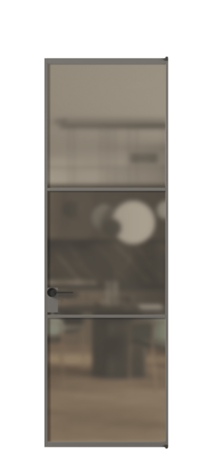 Алюминиевая дверь АЛПЛ040.03 Алюминий классический серый Сатинированное бронзовое стекло, триплекс Цена 123970  | Volhovec