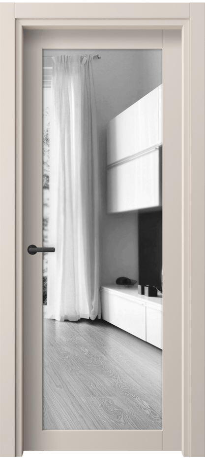 Межкомнатная дверь Neo 2102 ПЭТ пудровый бежевый Двустороннее зеркало, триплекс, 6 мм Цена 25359 ₽ | Volhovec