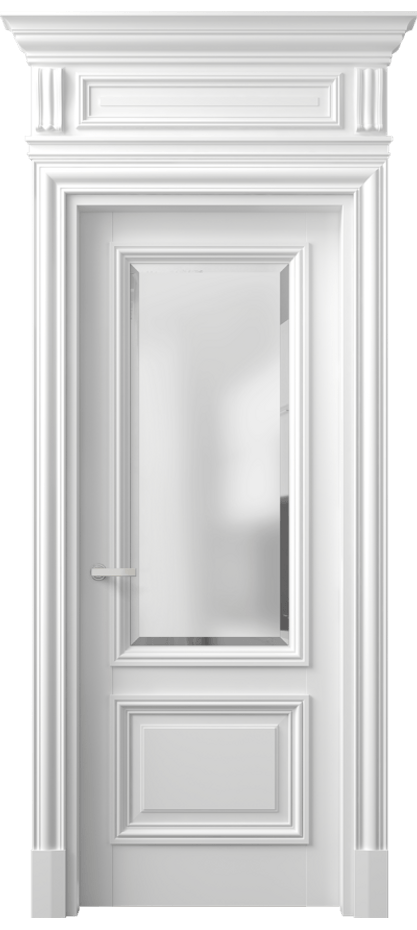 Межкомнатная дверь Antique 7302 Бук белоснежный Сатинированное стекло с фацетом, 6 мм Цена 124183 ₽ | Volhovec