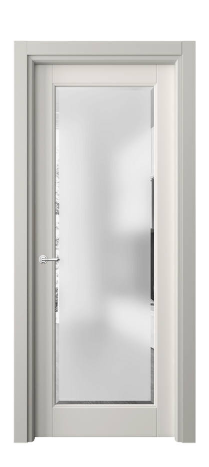 Межкомнатная дверь Toscana Elegante 6300 Бук пудровый белый Сатинированное стекло с фацетом Цена 651460 AMD | Volhovec