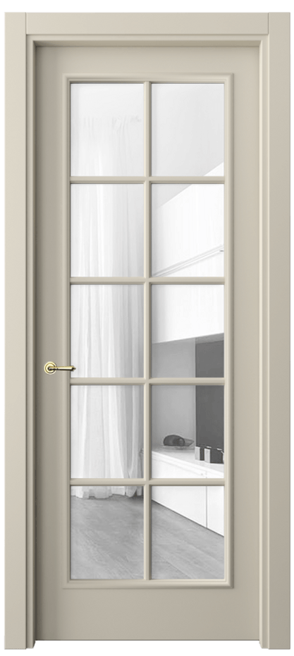 Межкомнатная дверь Paris 8102 Матовый бежево-серый Прозрачное стекло Цена 61599 ₽| Volhovec