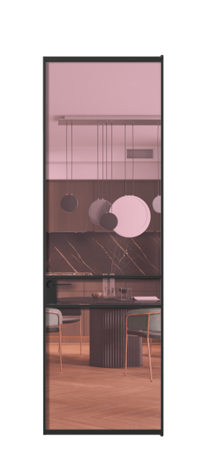 Алюминиевая дверь АЛПЛ040.02 Алюминий Черный Прозрачное розовое стекло, триплекс Цена 24386390  | Volhovec