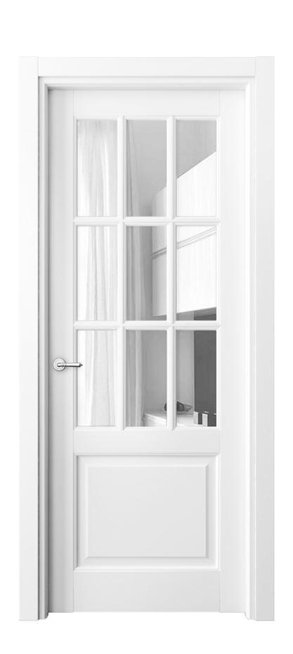 Межкомнатная дверь Тоскана Грильято 6312 Матовый белоснежный Прозрачное стекло Цена 111899 ₽ | Volhovec