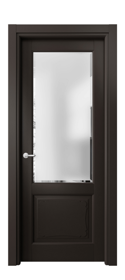 Межкомнатная дверь Тоскана Элегантэ 6322 Матовый антрацит Сатинированное стекло с фацетом Цена 97099 ₽ | Volhovec