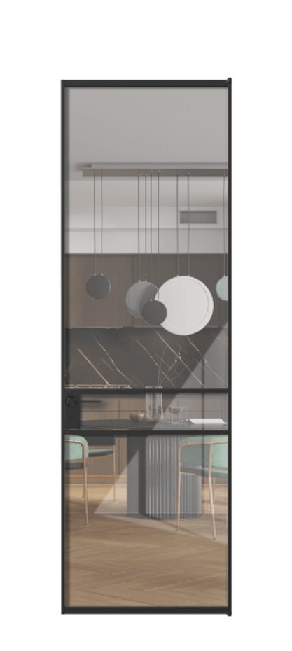 Алюминиевая дверь АЛПЛ040.02 Алюминий Черный Рефлективное прозрачное стекло "Стопсол", калёное Цена 25685590  | Volhovec