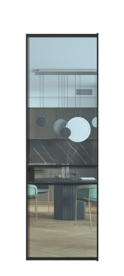 Алюминиевая дверь АЛПЛ040.02 Алюминий Черный Прозрачное голубое стекло, триплекс Цена 24386390  | Volhovec