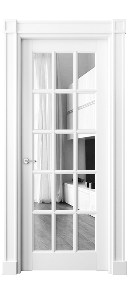 Межкомнатная дверь Тоскана Грильято 6311 Матовый белоснежный Двустороннее зеркало, триплекс Цена 150239 ₽ | Volhovec