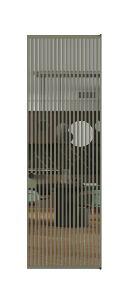 Алюминиевая дверь АЛПЛ040.06 Алюминий оливковый тёмный Прозрачное стекло "Crystal Vision", калёное, 6 мм Цена 183052  | Volhovec