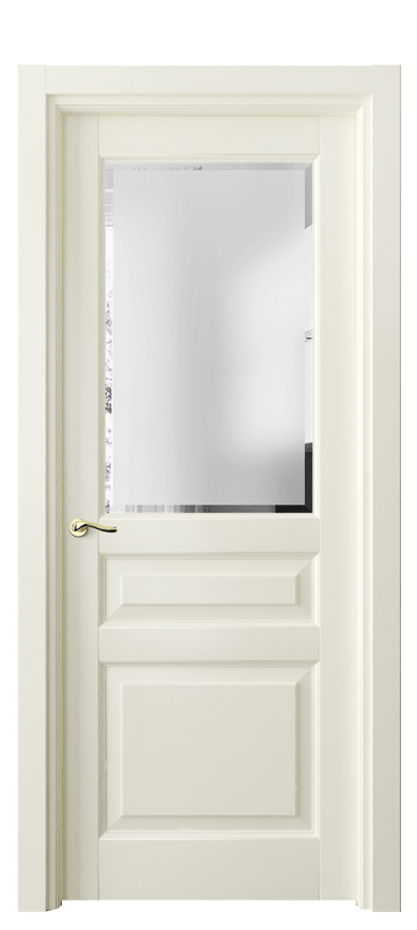 Межкомнатная дверь Лигнум 0710 Матовый молочно-белый Сатинированное стекло с фацетом Цена 101099 ₽ | Volhovec