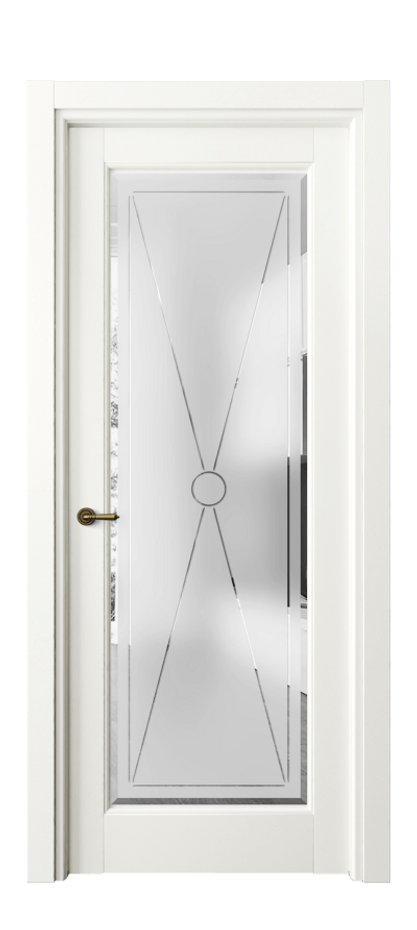 Межкомнатная дверь Тоскана Литера 6300 Матовый жемчужный Сатинированное стекло с гравировкой «LITERA» Цена 94299 ₽ | Volhovec