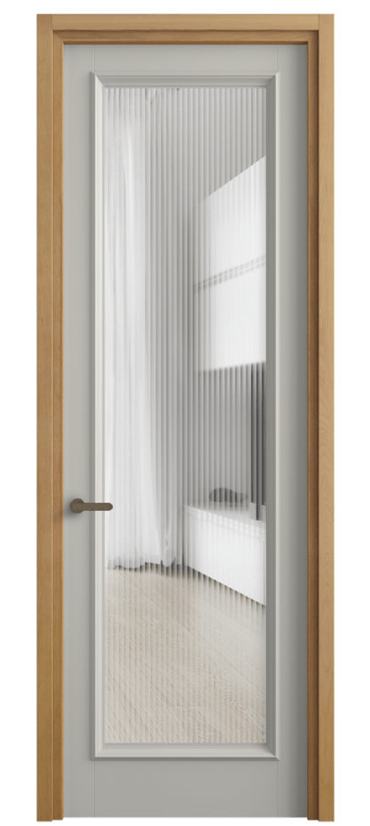 Межкомнатная дверь Шарм 6702 Матовый тёплый серый Рифлёное стекло "Moru", триплекс Цена 119240 ₽ | Volhovec