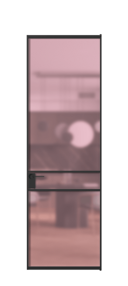 Алюминиевая дверь АЛПЛ040.02 Алюминий Черный Сатинированное розовое стекло, триплекс Цена 24386390  | Volhovec