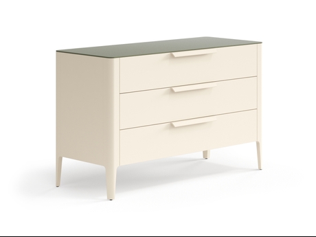 Мебель Комод Piega 3 ящика. Цвет Матовый светло-бежевый. Материал Гладкая эмаль. Коллекция Комод Piega 3 ящика. Картинка.
