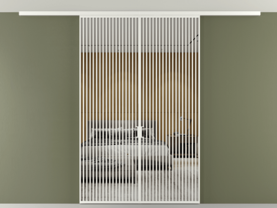 Перегородка Формато вдоль стены на потолок 2 створки АЛПР 040.06 Алюминий светло-серый Двустороннее зеркало, триплекс , триплекс 6 мм Цена 367356 ₽ | Volhovec