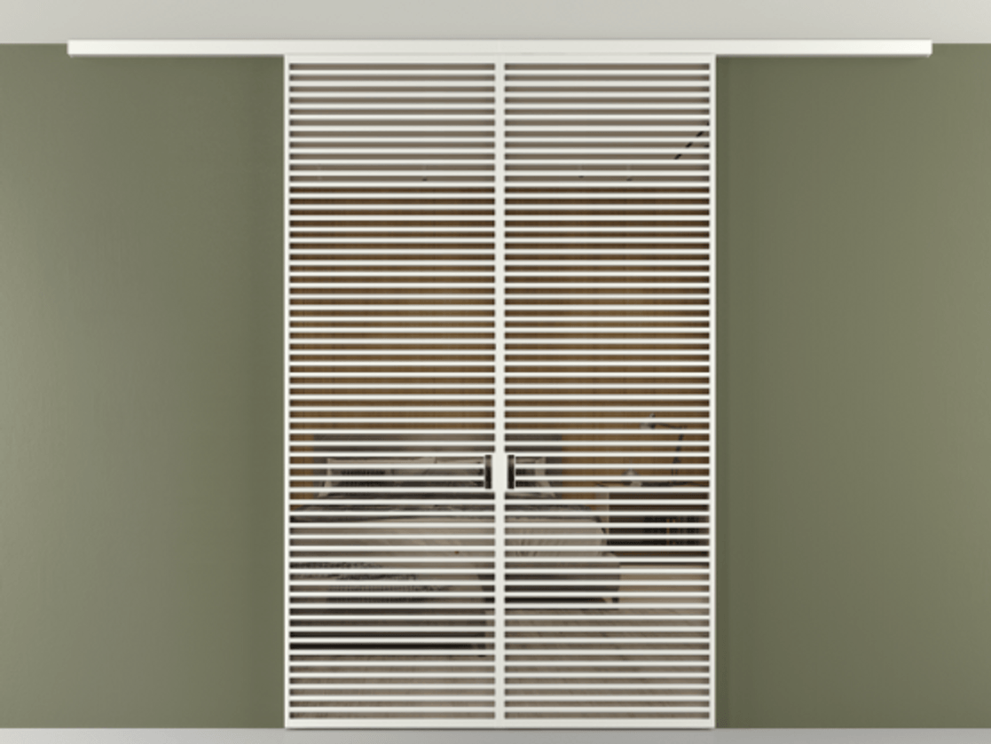 Перегородка Формато вдоль стены на потолок 2 створки АЛПР 040.07 Алюминий светло-серый Рефлективное бронзовое стекло "Стопсол", калёное Цена 380156 ₽ | Volhovec