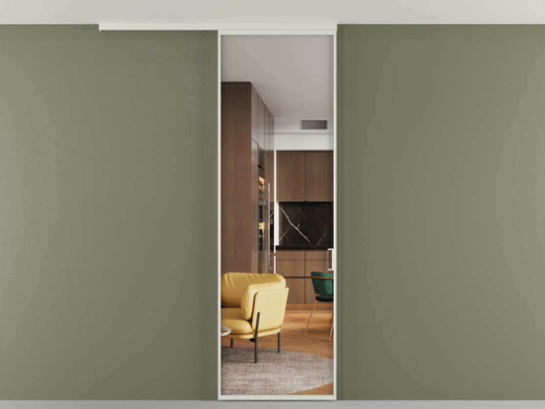 Перегородка Formato вдоль стены на потолок одностворчатая #VENDORCODE# #FURNISH# #GLASS# Цена #PRICE# #CURRENCY# | Volhovec