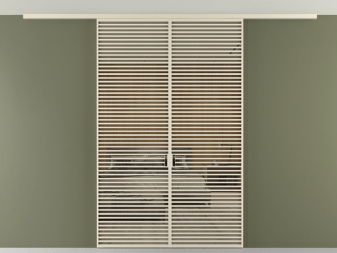 Перегородка Формато вдоль стены на потолок 2 створки АЛПР 040.07 Алюминий бежево-серый Рефлективное бронзовое стекло "Стопсол", калёное Цена 380156 ₽ | Volhovec