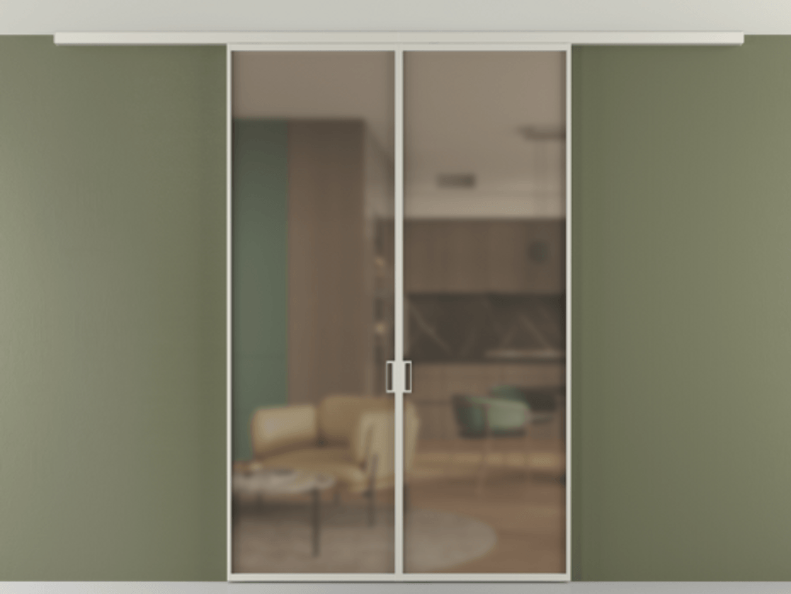 Перегородка Формато вдоль стены на потолок 2 створки АЛПР 040.01 Алюминий тёплый серый Сатинированное бронзовое стекло, триплекс Цена 185372 ₽ | Volhovec