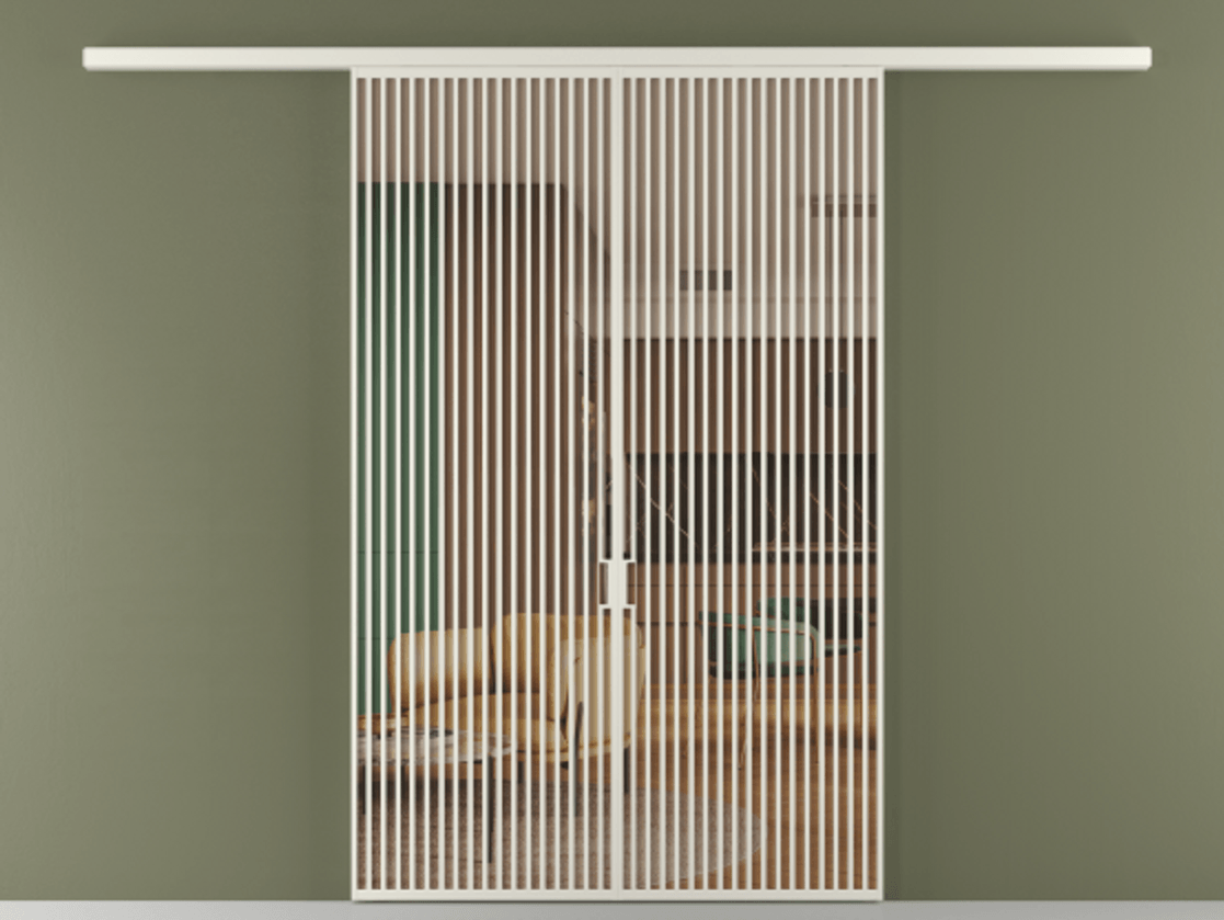 Перегородка Формато вдоль стены 2 створки АЛПР 040.06 Алюминий Белый Прозрачное оранжевое стекло, триплекс Цена 410300 ₽ | Volhovec