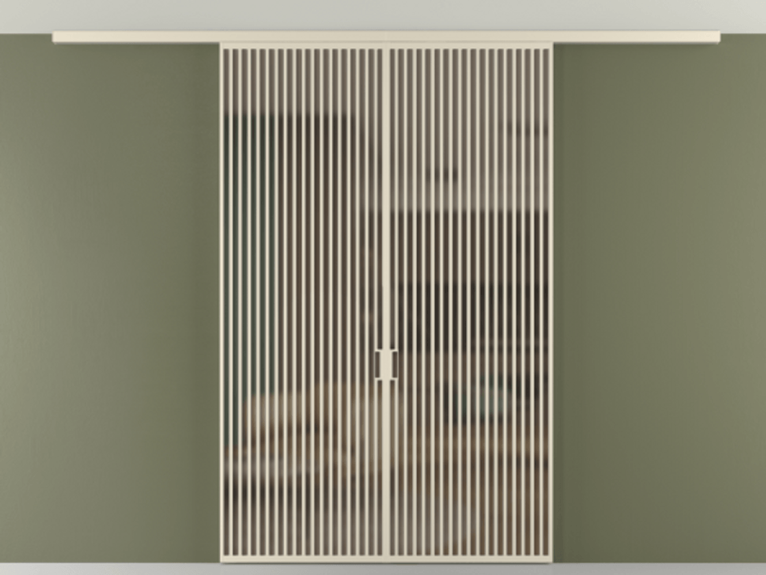 Перегородка Формато вдоль стены на потолок 2 створки АЛПР 040.06 Алюминий бежево-серый Сатинированное бронзовое стекло, триплекс Цена 367356 ₽ | Volhovec