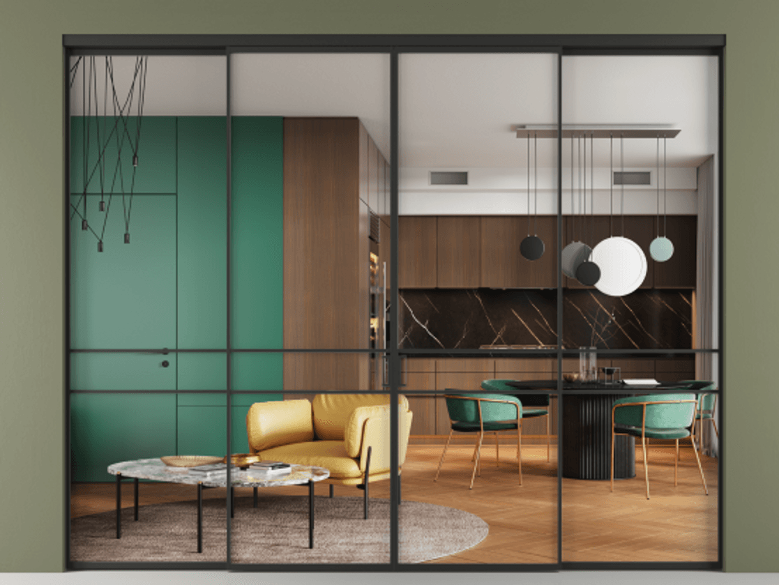 Перегородка Formato внутри проёма четырёхстворчатая #VENDORCODE# #FURNISH# #GLASS# Цена #PRICE#  | Volhovec