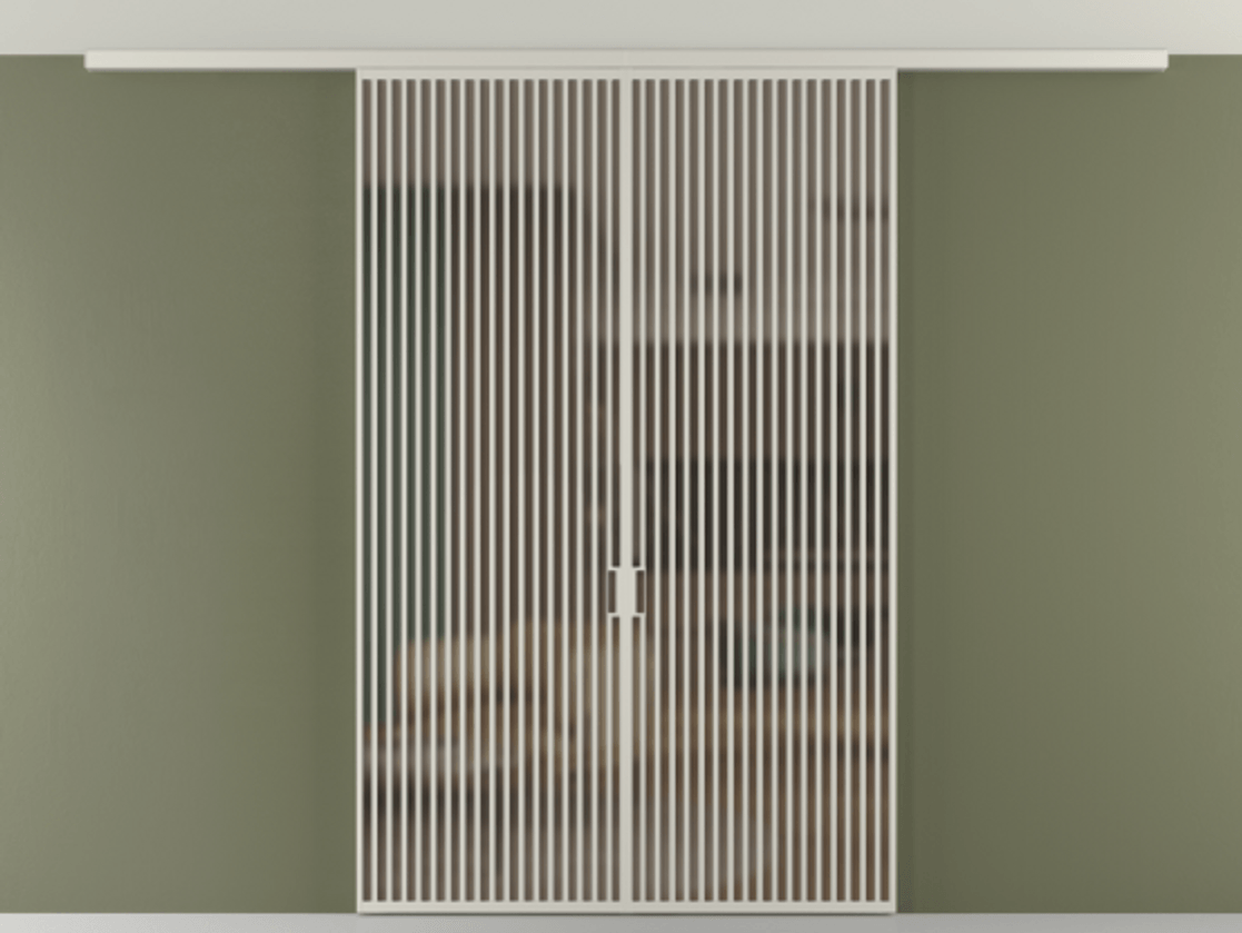 Перегородка Формато вдоль стены на потолок 2 створки АЛПР 040.06 Алюминий тёплый серый Сатинированное бронзовое стекло, триплекс Цена 367356 ₽ | Volhovec