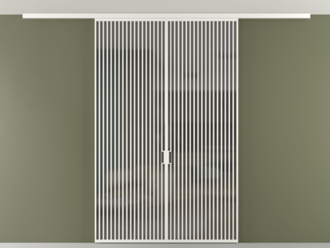 Перегородка Формато вдоль стены на потолок 2 створки АЛПР 040.06 Алюминий светло-серый Сатинированное серое стекло, триплекс Цена 367356 ₽ | Volhovec