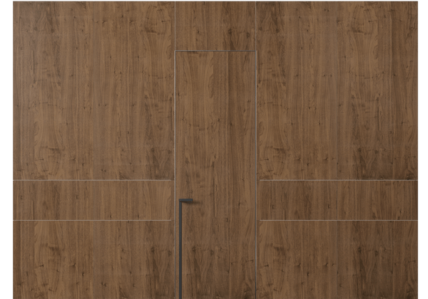 Панели для отделки стен Стеновая панель в древесной отделке Орех умбра матовый. Цвет Орех умбра матовый. Материал Шпон Naturwood. Коллекция Древесные отделки. Картинка.